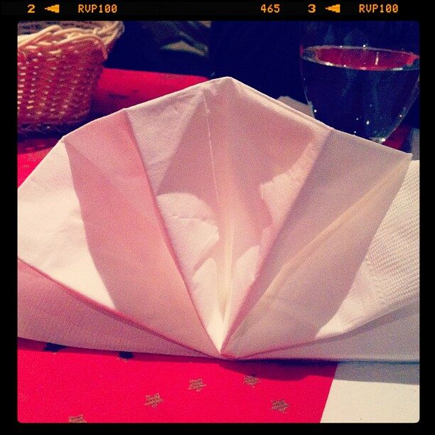 Paper-napkin folded to a fan :) #somethingyoumade #fmsphotoaday #day16 #RavintolaMantra #nepalese